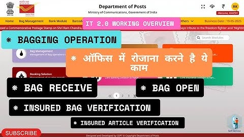 How to receive bag, open bag in post office IT 2.0 live server #insured #postoffice #dop #indiapost
