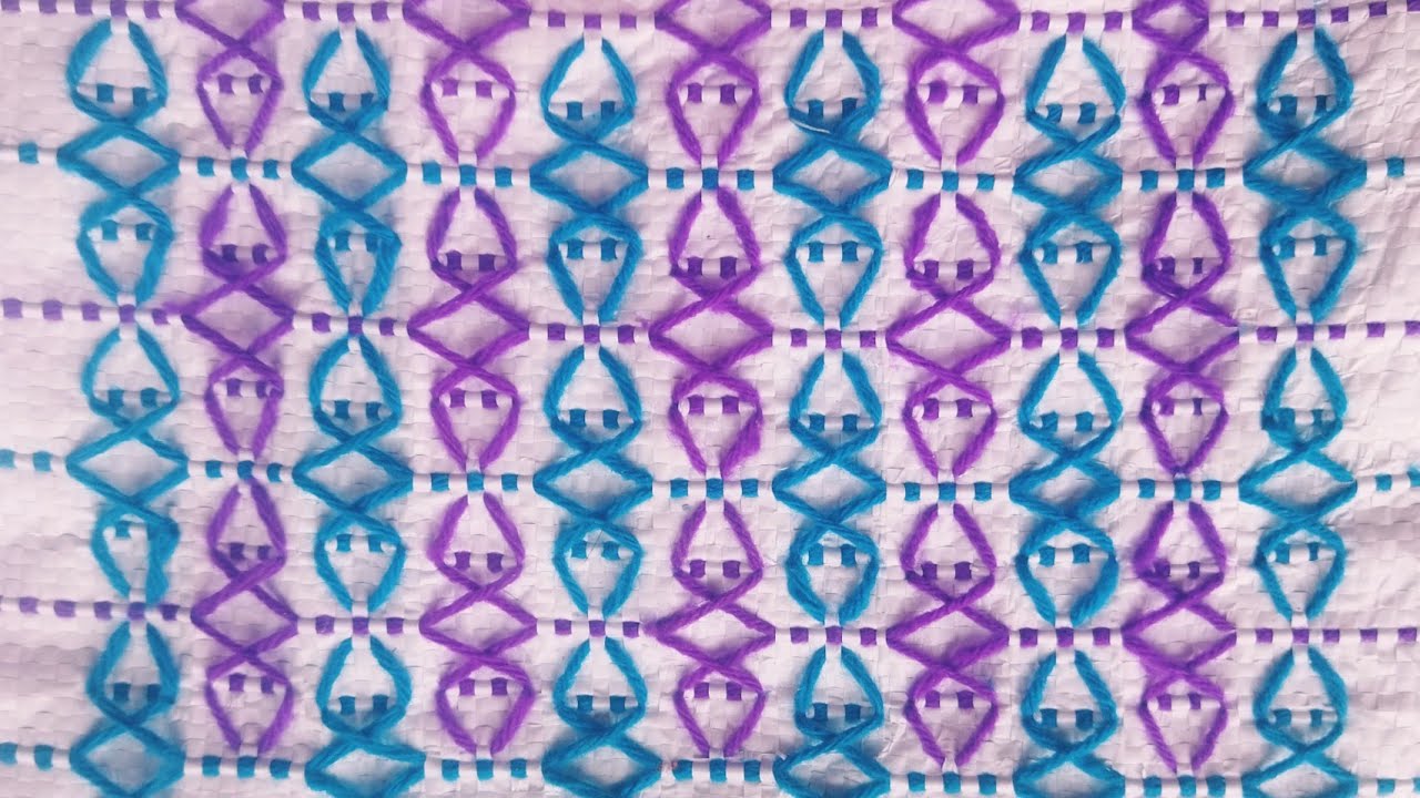 Hand Embroidery design on plastic sack/Plastic door mat design.