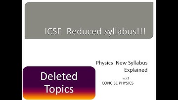 ICSE Reduced Syllabus | Physics 2020-21 | Concise Physics