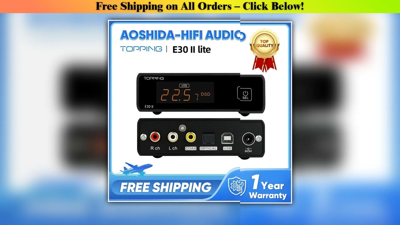TOPPING E30 II lite Decoder AK4493S DAC USB Hi-Res Audio DSD512 768k XMOS XU208 Touch Operation