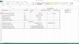 k e turbulent model calculation table