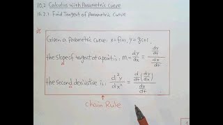 10.2.1 Find Tangent of Parametric Curve