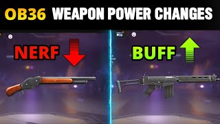 WEAPON BALANCING CHANGES | NEW OB36 UPDATE - GARENA FREE FIRE