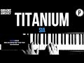 Sia - Titanium Karaoke LOWER KEY Slowed Acoustic Piano Instrumental Cover Lyrics