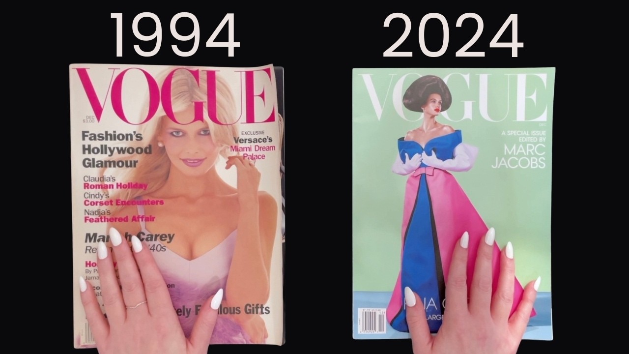 ASMR magazine flip through • 1994 vs. 2024 december vogue