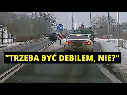 Wyprzedzanie busem pod prąd, z lewej strony wysepki!