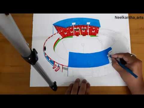 How to make 3D artwork on paper (Theme : Stadium)