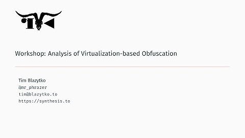 Analysis of Virtualization-based Obfuscation (r2con2021workshop)