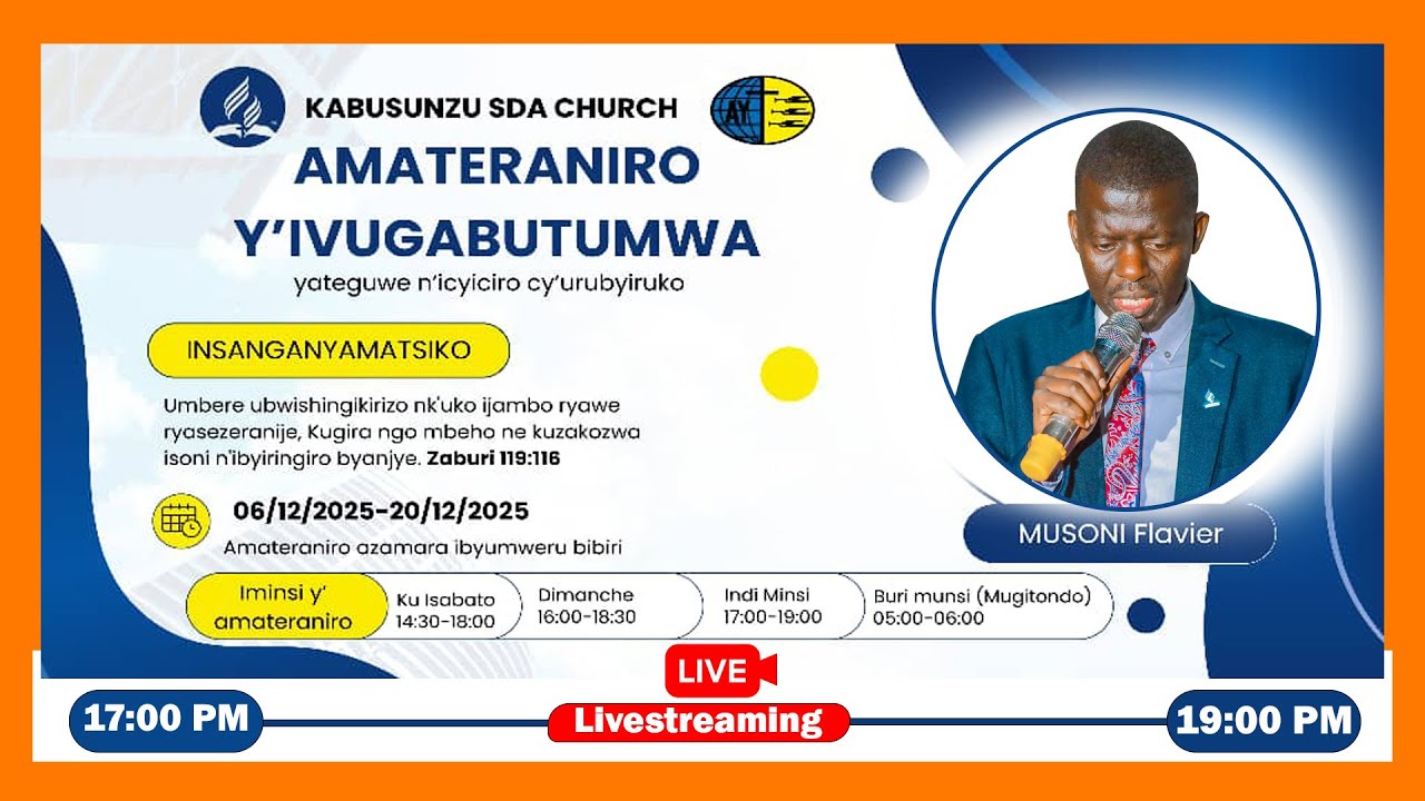 AMATERANIRO YO KU ISABATO  –  KABUSUNZU SDA CHURCH - #KWIRINGIRATV.