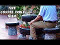 Creative Cement Coffee Table with LED light from Recycling Tire!