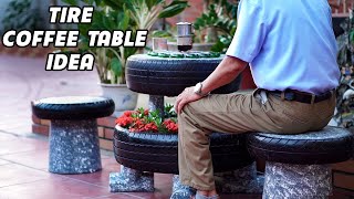 Recycled Tire Coffee Table - Creative Ideas for Earth Day