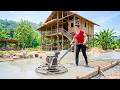 Amazing Concrete Floor Strip Around Wooden Stilt House 🏡 Building Farm Life In The Mountains
