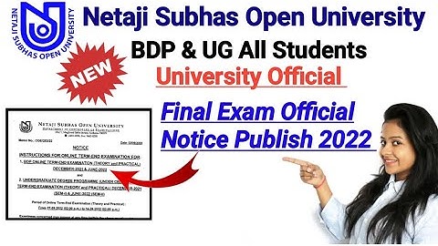[ NSOU BDP & UG Final Exam Official Notice Publish 2022 ] BDP & UG Final Exam Notice Publish 2022