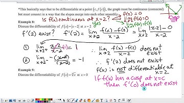 Tangent Line Problem and Limit Definition of the Derivative Part 3 Differentiability