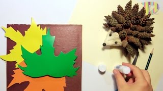 How to make a hedgehog of cones:Как сделать аппликацию Ёжик:Поделки из шишек(В этом видео вы можите увидеть как сделать Аппликацию Ёжик из бутылки,шишек, пластилина, цветного картона..., 2014-10-23T12:14:30.000Z)