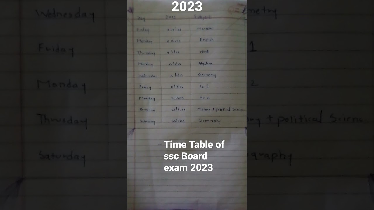 Time Table Of SSC Exam 2023...All The Best 👍 