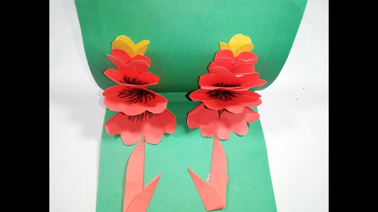 Paper Flower Pop Up Card 6paper Craft Greeting card paper flower
