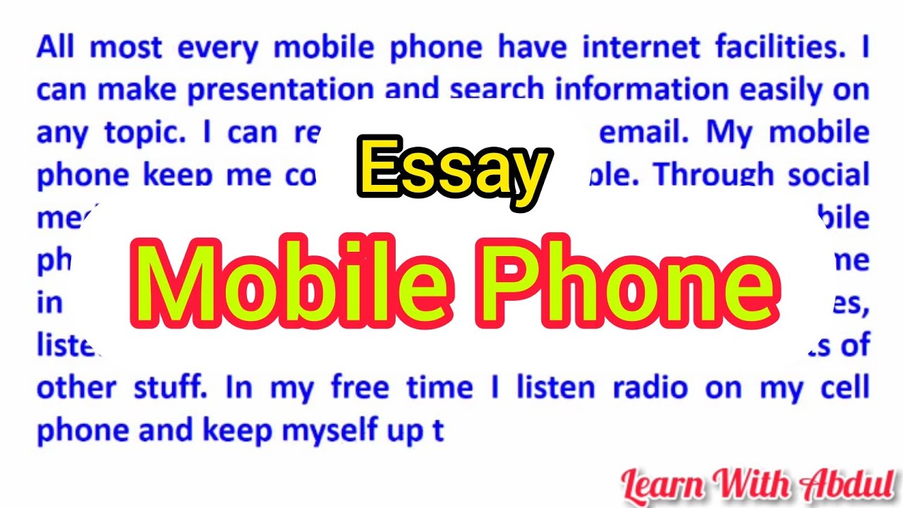 Mobile phone paragraph Use of mobile phone Mobile phone english