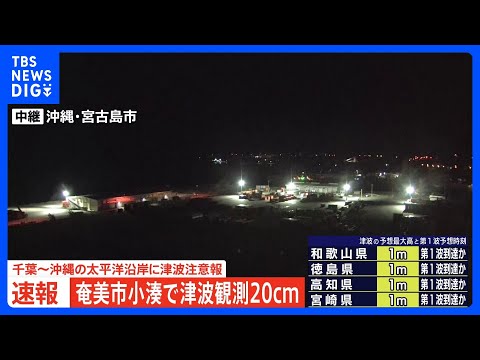 奄美市で20センチの津波観測　フィリピンでM7超大地震　千葉～沖縄に津波注意報発表｜TBS NEWS DIG