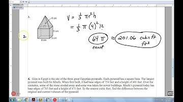 10.4 Geometry Notes: Volume Pyramids and Cones