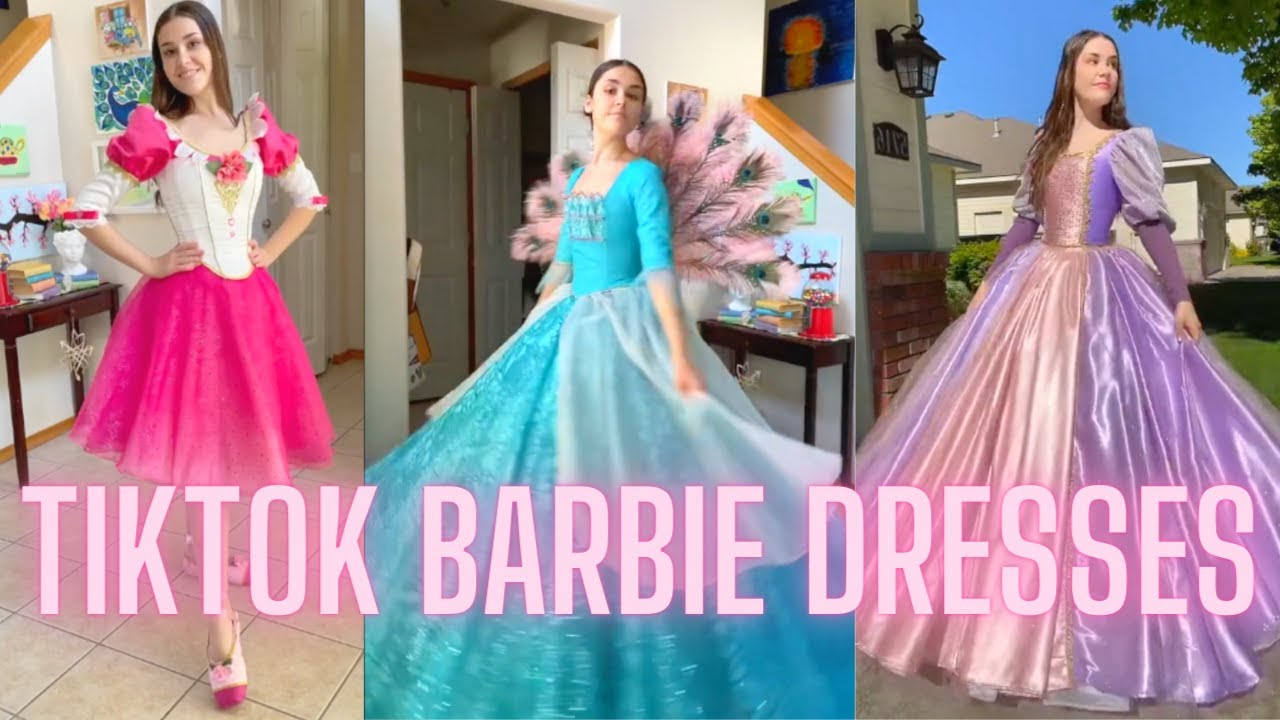 Let's Try on Wedding Dresses From Amazon and Barbie - YouTube