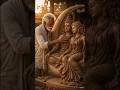 Indian Carpenter Making Divine Wood Sculpture