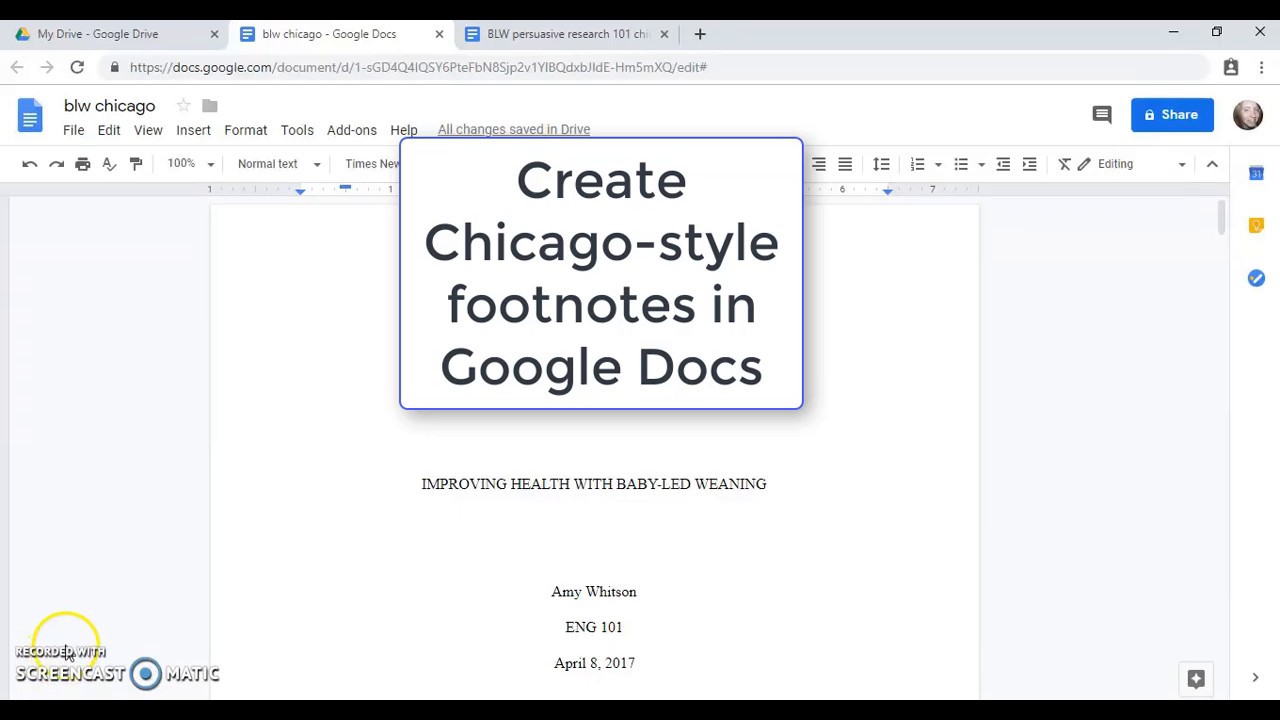 chicago style essay google docs