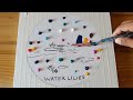 Water Lilies / Acrylic Painting Demo / Step by Step / Masking tape Satisfying