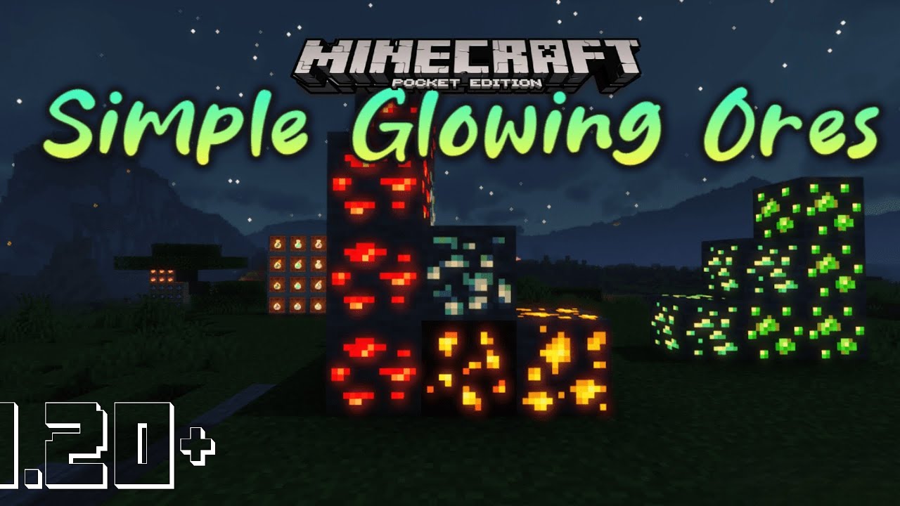 Working Addon! Glowing Ores Texture Pack For Mcpe 1.20 - YouTube