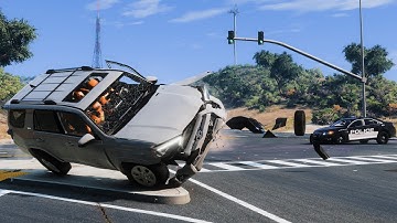 BeamNG Drive - Realistic Car Crashes | Rollover Crashes #7