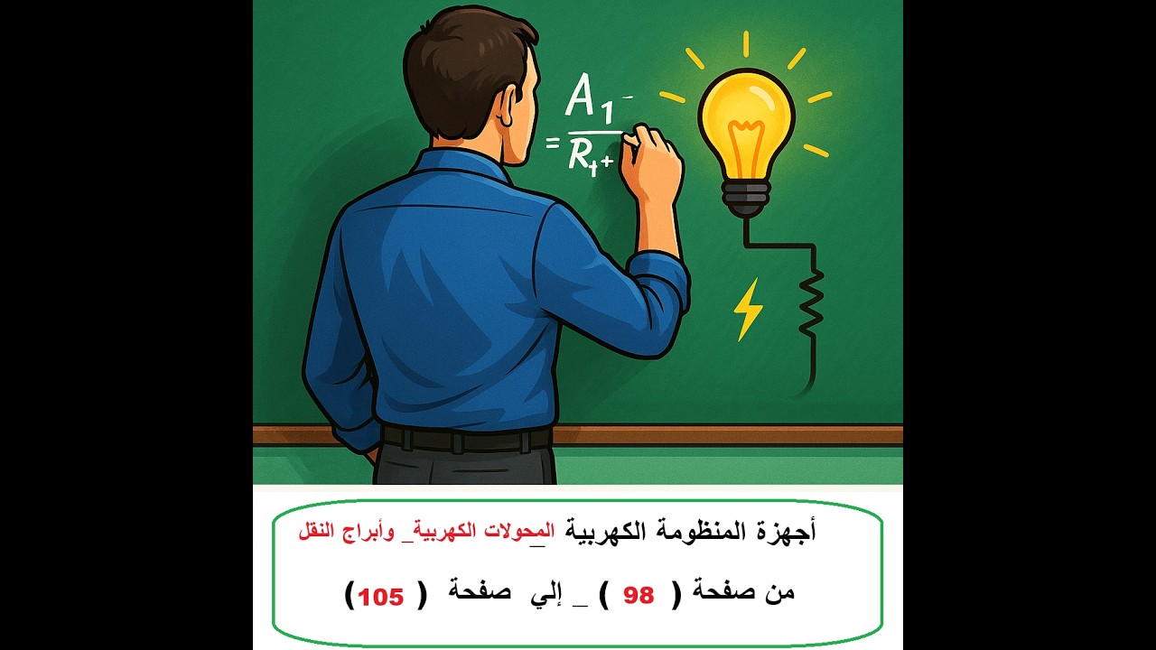 حل الواجب( 5 ) -حل أسئلة أجهزة المنظومة - المحول الكهربي وأبراج النقل - من صفحة 98  إلي صفحة 105