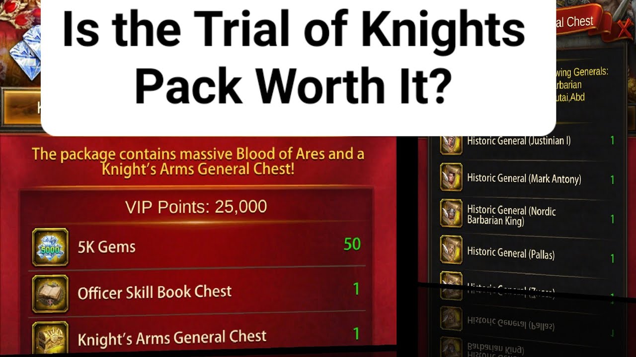 Evony 5 Day Event Opening Trial of Knights Pack Should You Get It