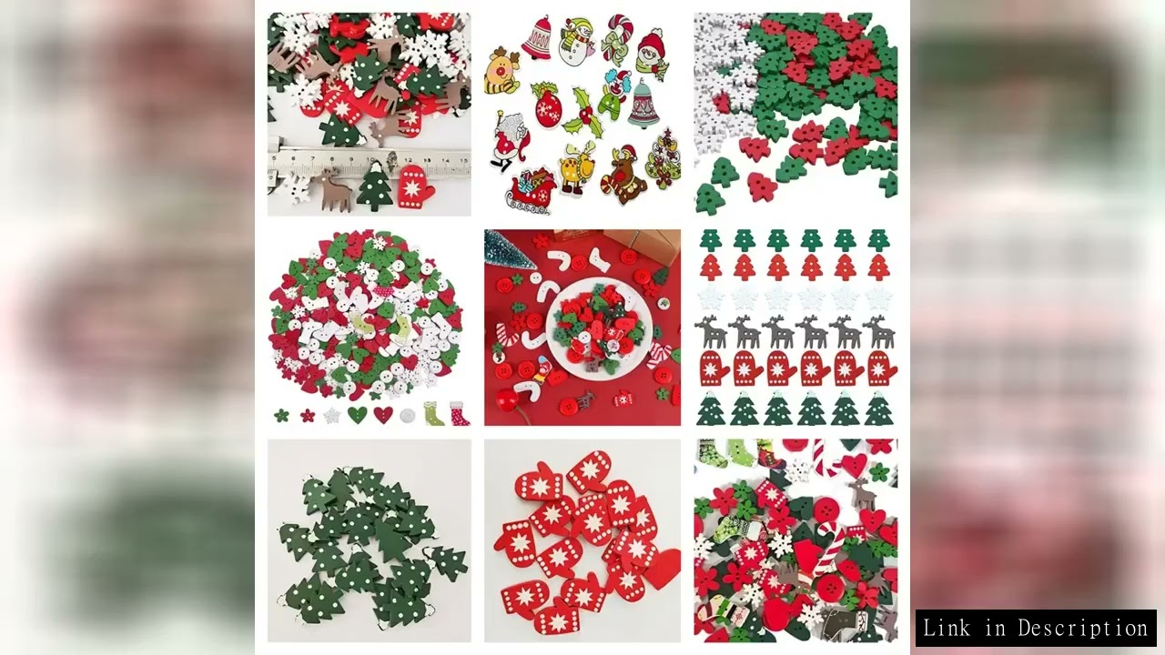 50PCS Christmas Wooden Buttons Cute Sewing Buttons Colorful Art Craft Buttons for Handmade Project