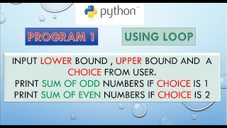 Python Loop - Sum of Odd or Even