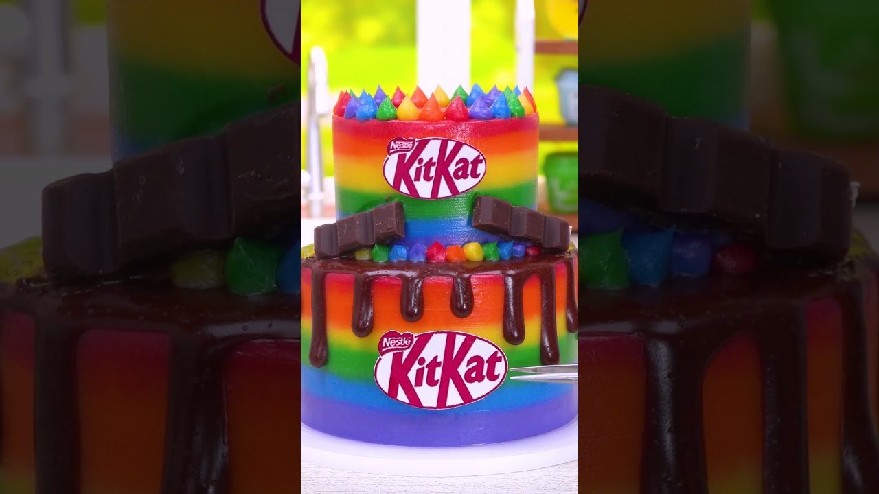 How to Make Rainbow KitKat Cake🌈 Satisfying ASMR | Mini Cake #shorts #asmr #miniature #minicake