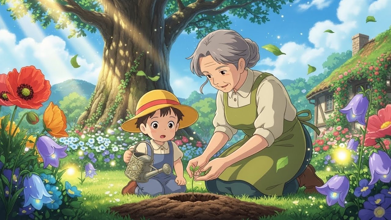 Magical Family Garden ASMR | Nature Therapy | Ghibli Style