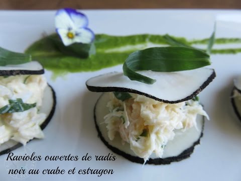recette-des-ravioles-ouvertes-de-radis-noir-au-crabe-et-estragon
