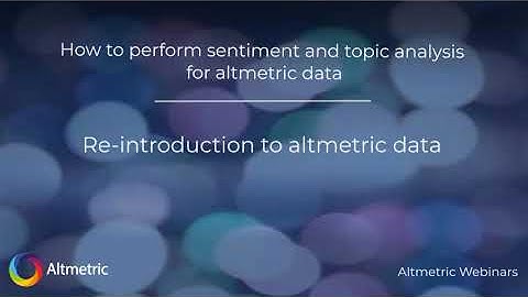 Re introduction to altmetric data