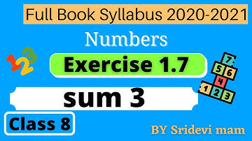 TN class 8 maths chapter 1 Numbers exercise 1.7 sum 3 8th std full book new syllabus 8th std maths