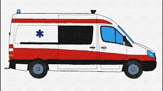 How To Easy Drawing Ambulance For Kids - Childrens Coloring Book With 4