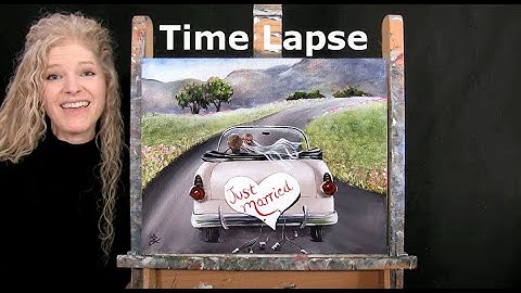 TIME LAPSE - Leer hoe je "JUST MARRIED" schildert met acrylverf - Eenvoudige stap-voor-stap video...