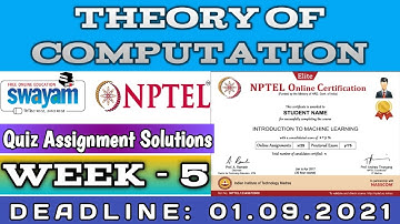 Assignment 5 | Theory of Computation | NPTEL | July 2021 | Week 5 Solutions