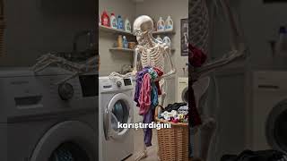 Bir Gün Boyunca Evdeki Tüm İşleri Sen Yapsaydın Ne Olurdu? #shorts #iskelet #deney