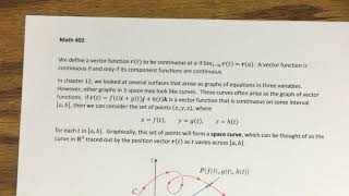 13.1 - Vector Functions and Space Curves (Part 1)