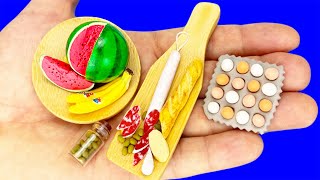 DIY MINIATURE FOOD AND FRUIT FOR BARBIE  ~ Watermelon, Sausage, Eggs, Baguette and More Clay Crafts