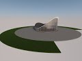 Create this design with Archicad 'Curtain wall' and 'Sheel tool'.
