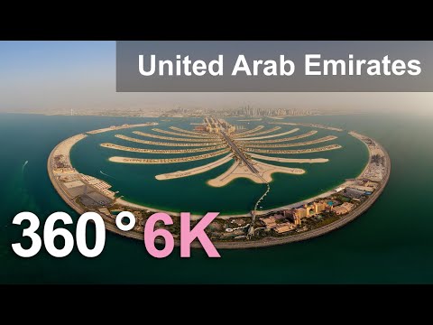 United Arab Emirates. Aerial 360 video in 6K. Virtual travel to Middle East