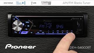 In this video you'll learn about the am/fm radio tuner on pioneer
deh-s4000bt in-dash receiver. mvh-s300bt mvh-s400bt fh-s500bt
deh-s4010bt f...