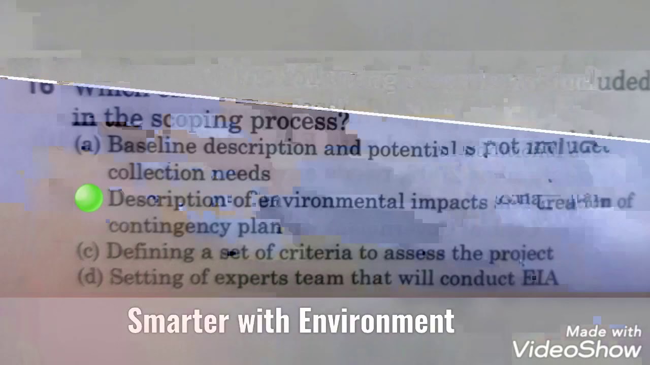 Environmental Impact Assessment MCQ Part 2 YouTube