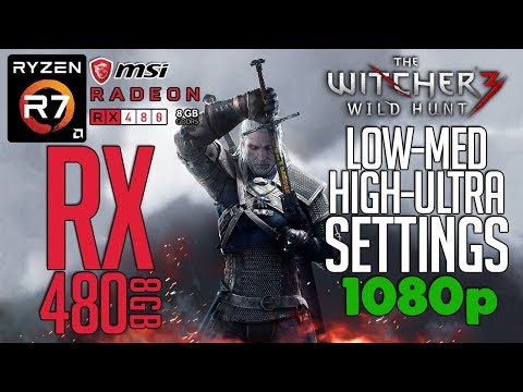 RX480 8gb On Witcher 3! Low-Med-High-Ultra Settings 1080p FPS Benchmark Test!